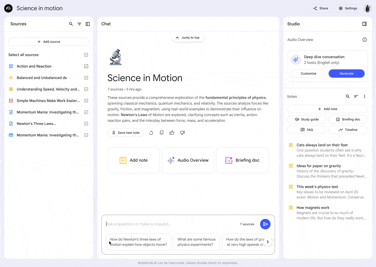 NotebookLM kullanım örneği ve arayüz görüntüsü