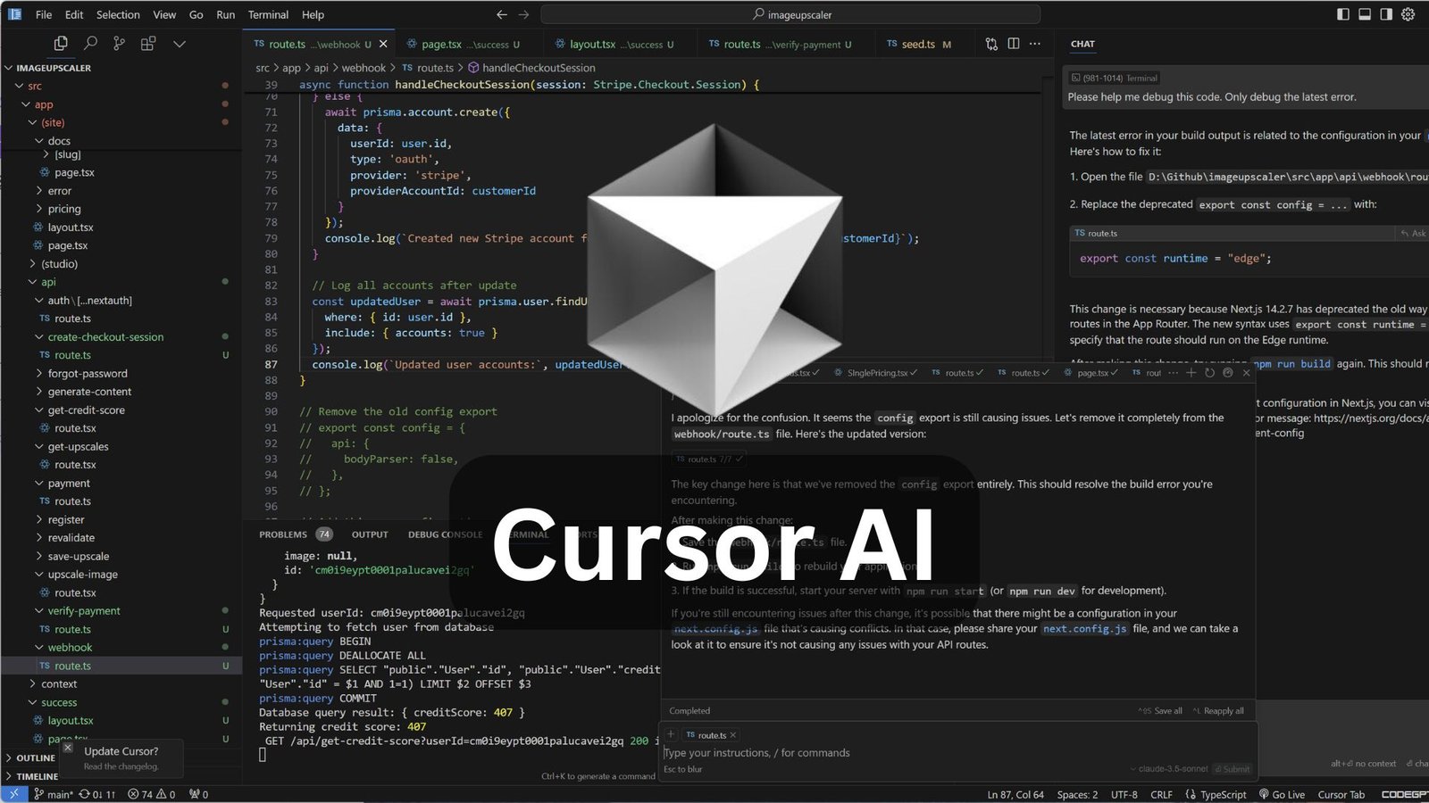 Cursor kullanım örneği ve arayüz görüntüsü