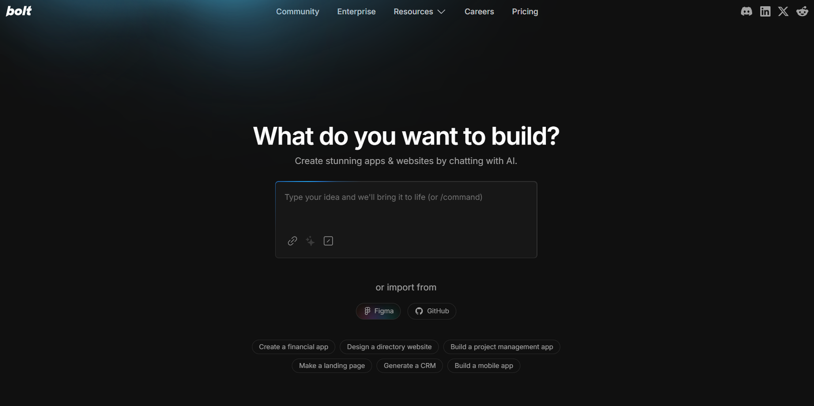 bolt.new kullanım örneği ve arayüz görüntüsü