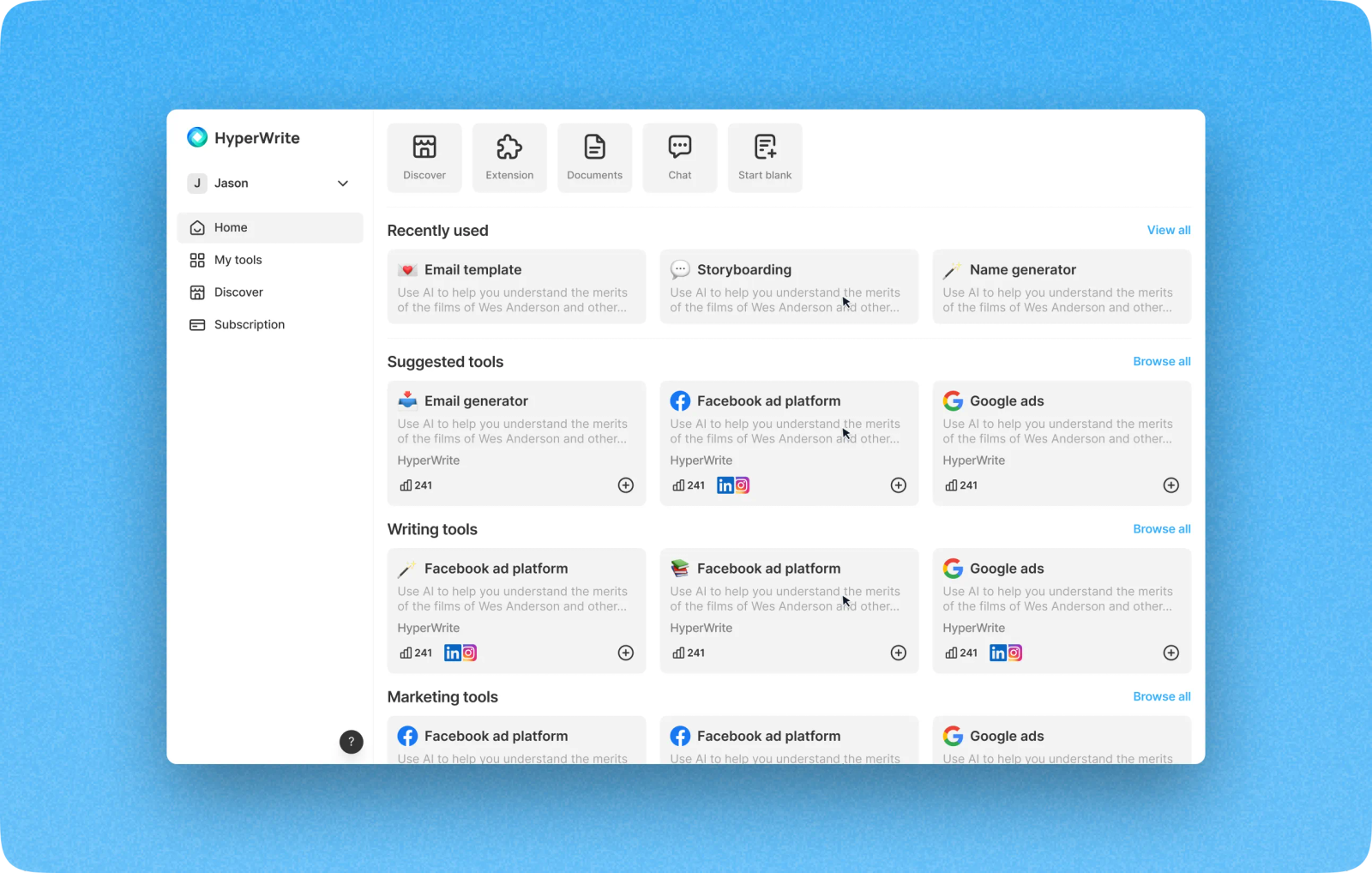 HyperWrite kullanım örneği ve arayüz görüntüsü