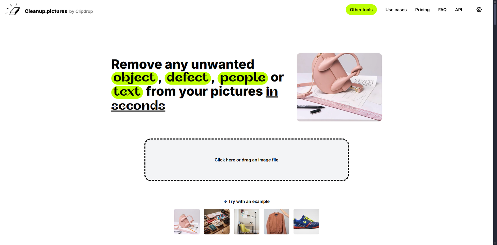 Cleanup.pictures kullanım örneği ve arayüz görüntüsü