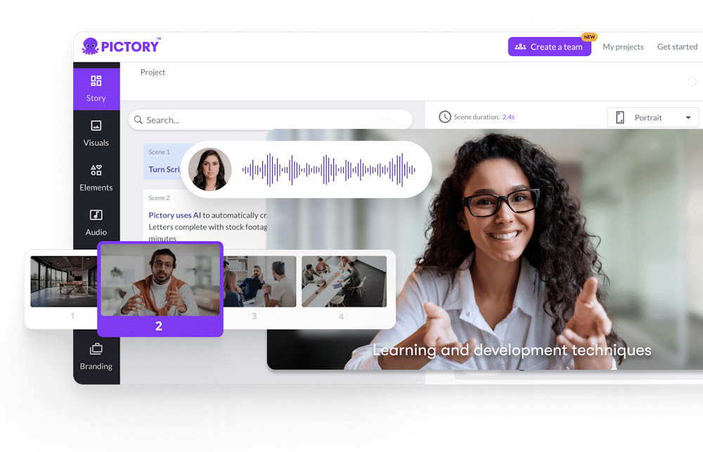 Pictory kullanım örneği ve arayüz görüntüsü