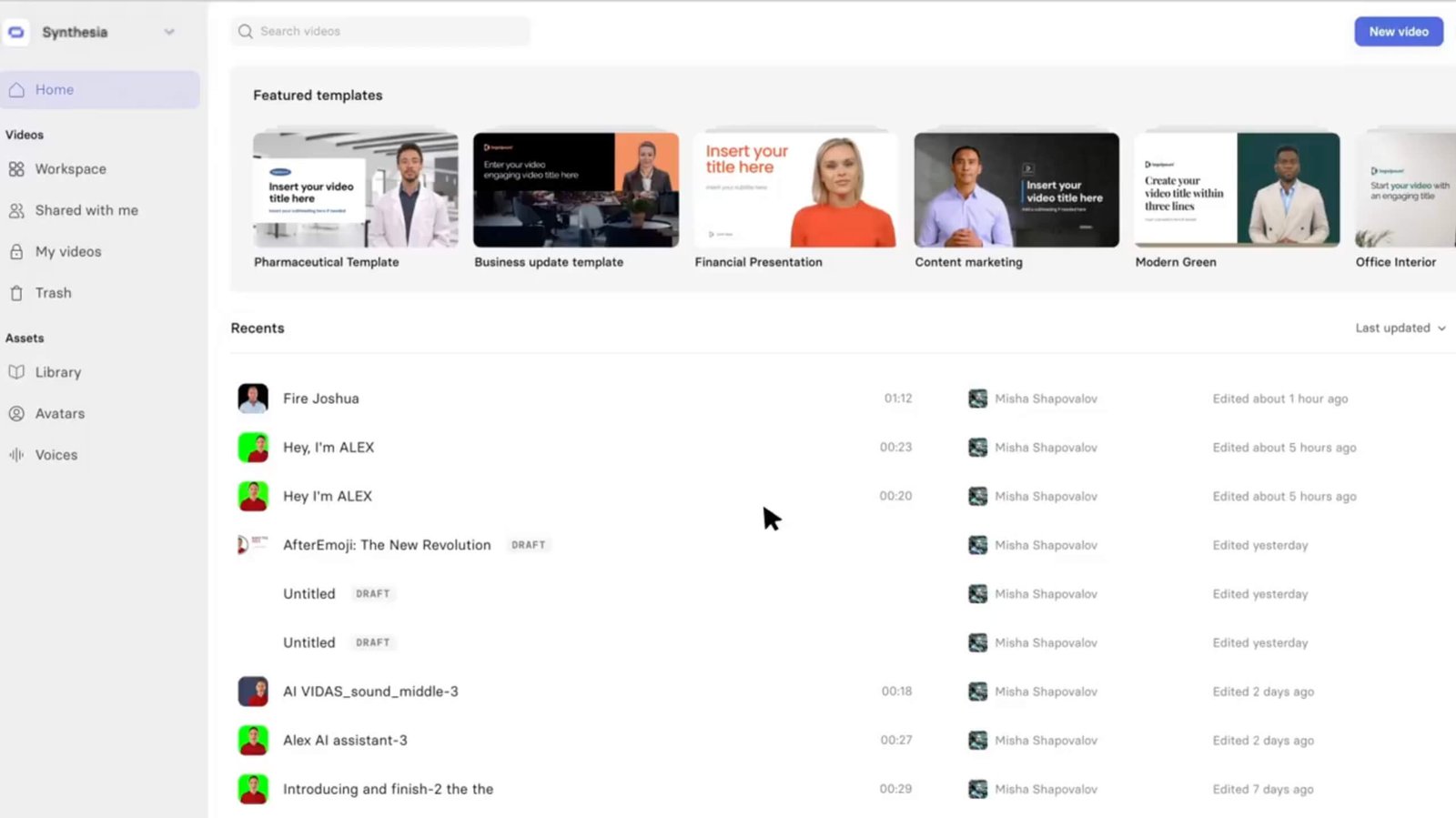Synthesia kullanım örneği ve arayüz görüntüsü