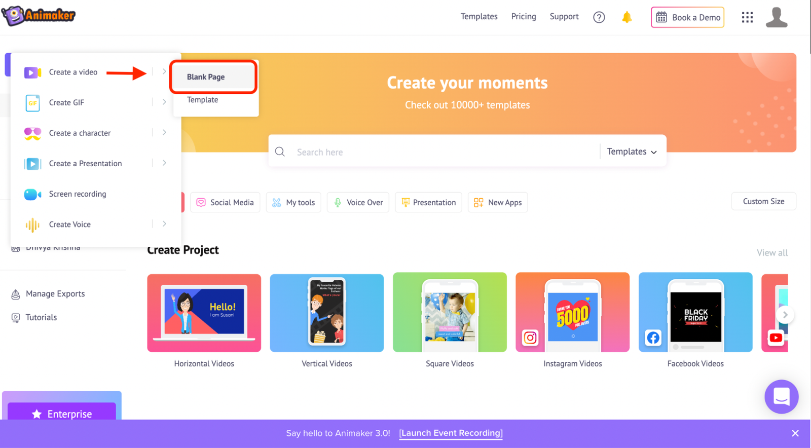 Animaker kullanım örneği ve arayüz görüntüsü