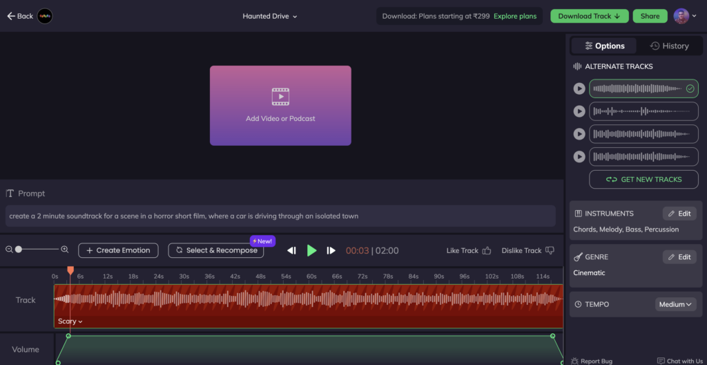 Beatoven.ai kullanım örneği ve arayüz görüntüsü