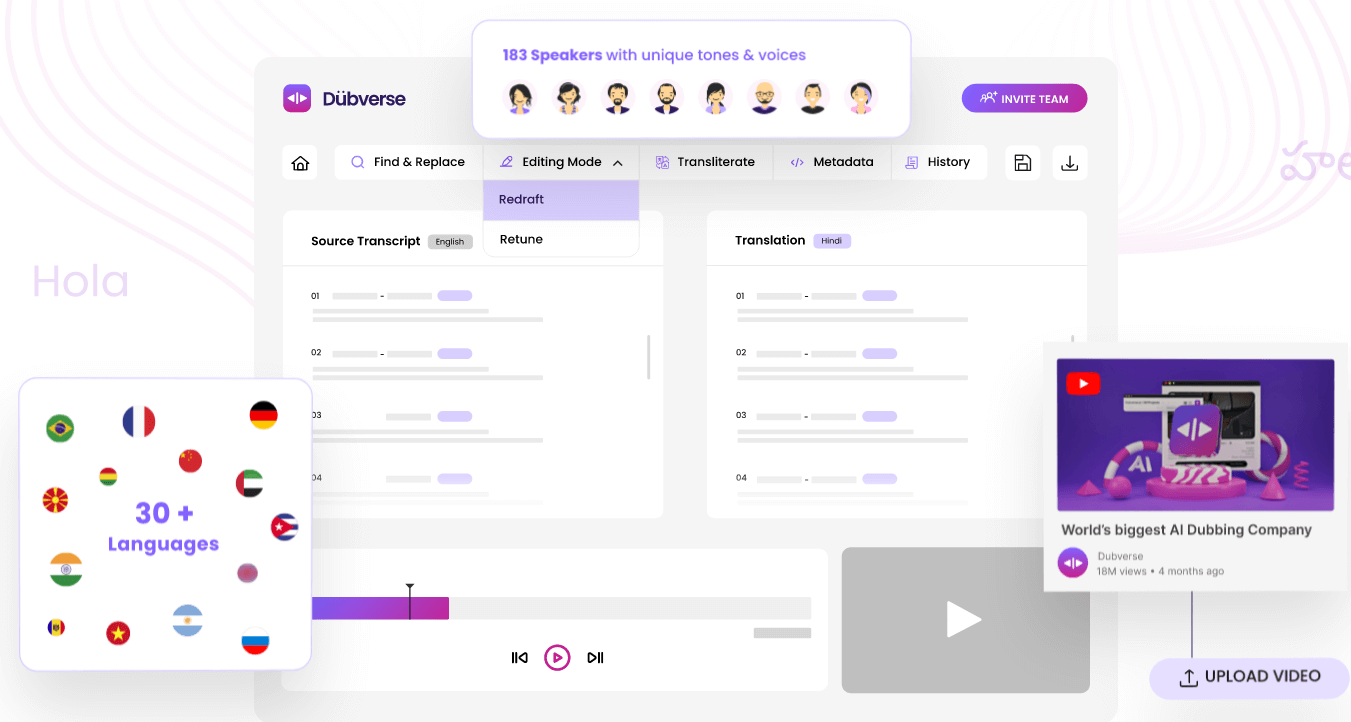 Dubverse kullanım örneği ve arayüz görüntüsü