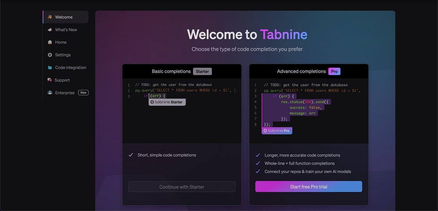 Tabnine kullanım örneği ve arayüz görüntüsü