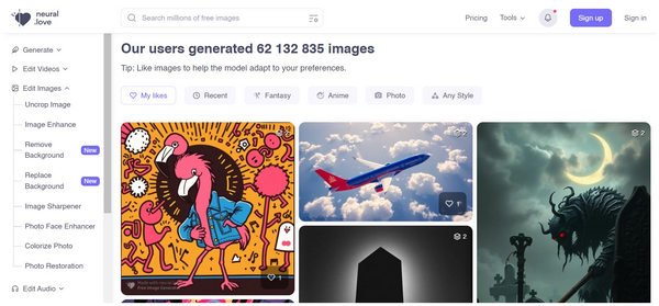 Neural.love kullanım örneği ve arayüz görüntüsü