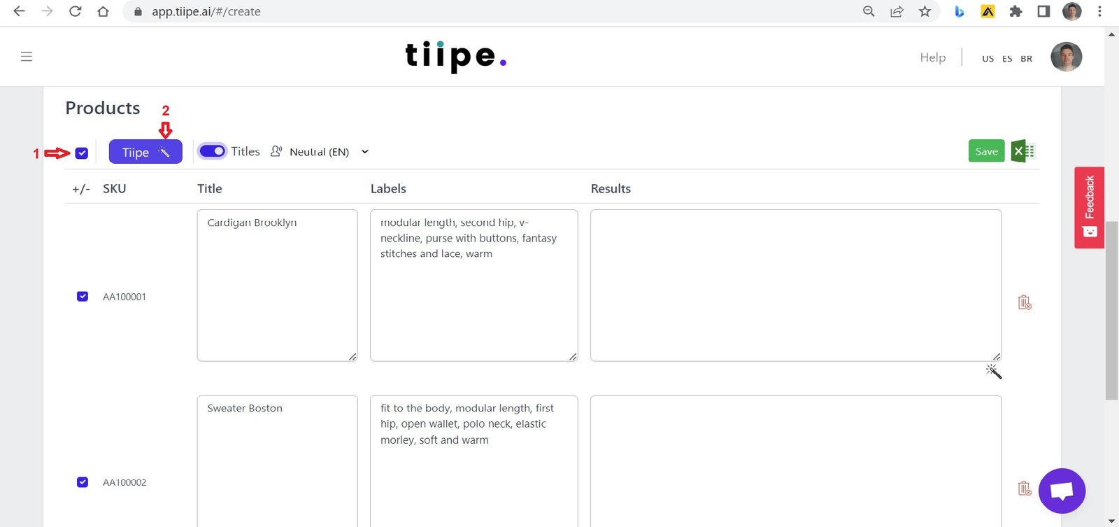 Tiipe kullanım örneği ve arayüz görüntüsü