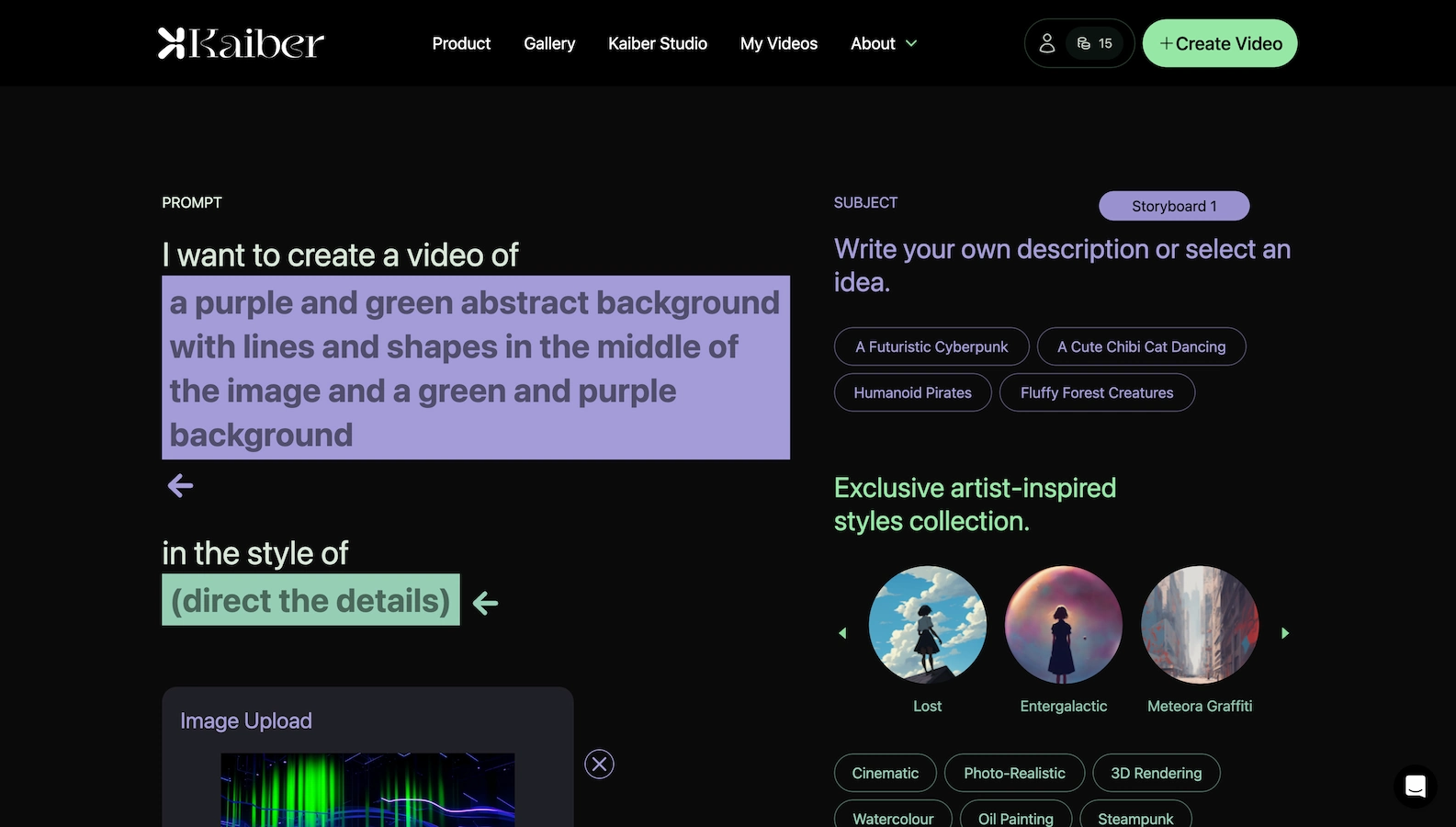 Kaiber.ai kullanım örneği ve arayüz görüntüsü
