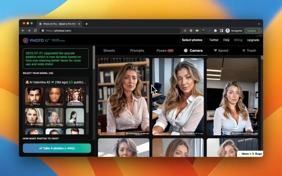 Photo AI kullanım örneği ve arayüz görüntüsü