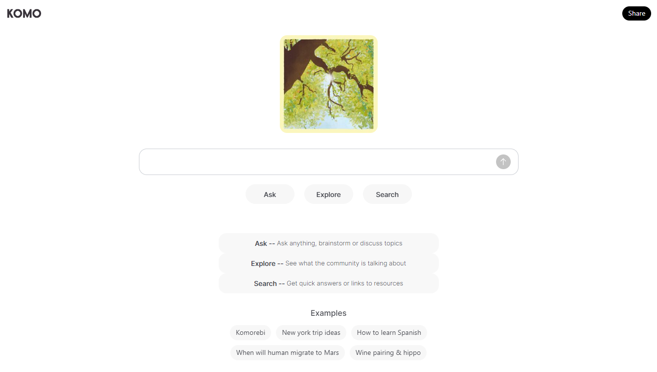 Komo AI kullanım örneği ve arayüz görüntüsü