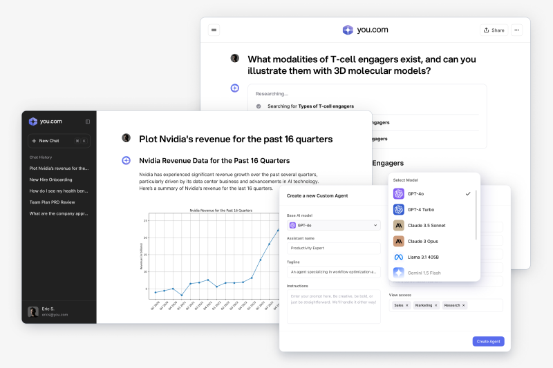 You.com kullanım örneği ve arayüz görüntüsü