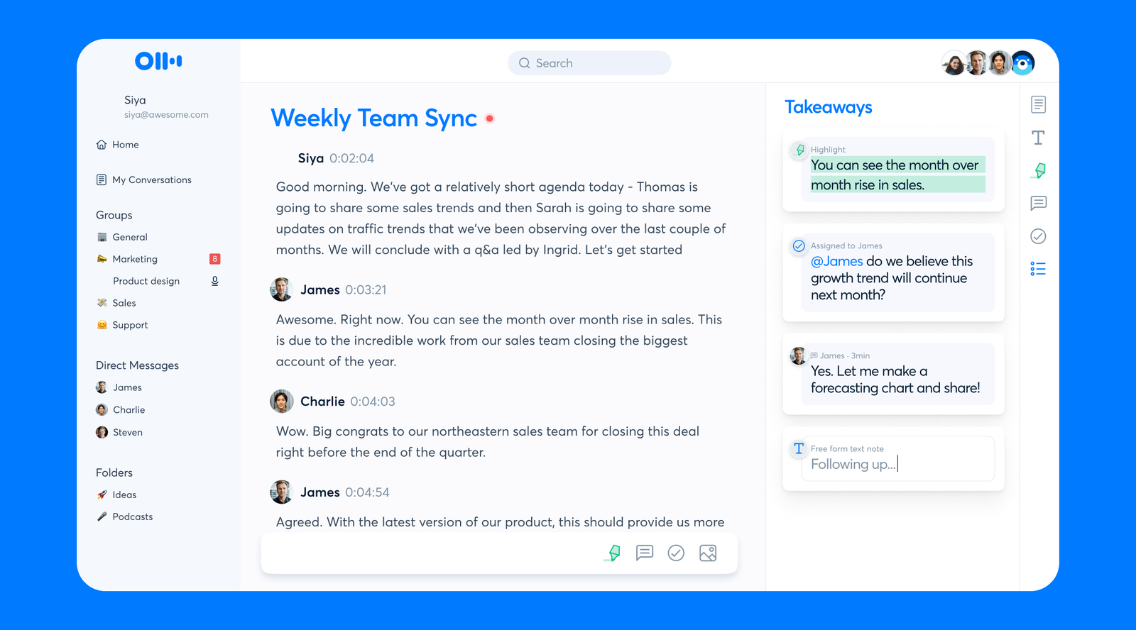 Otter.ai kullanım örneği ve arayüz görüntüsü
