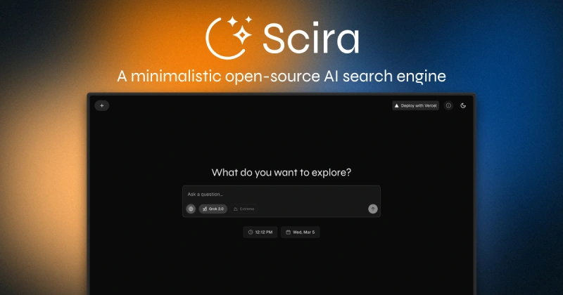 Scira kullanım örneği ve arayüz görüntüsü