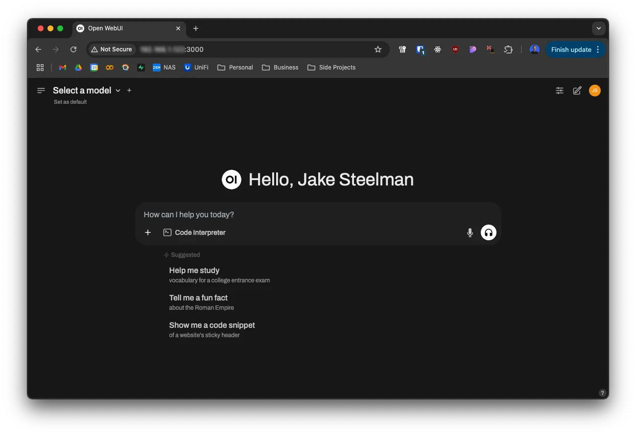 Open WebUI kullanım örneği ve arayüz görüntüsü